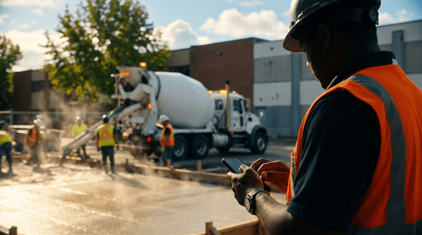 Operator checking a phone on site